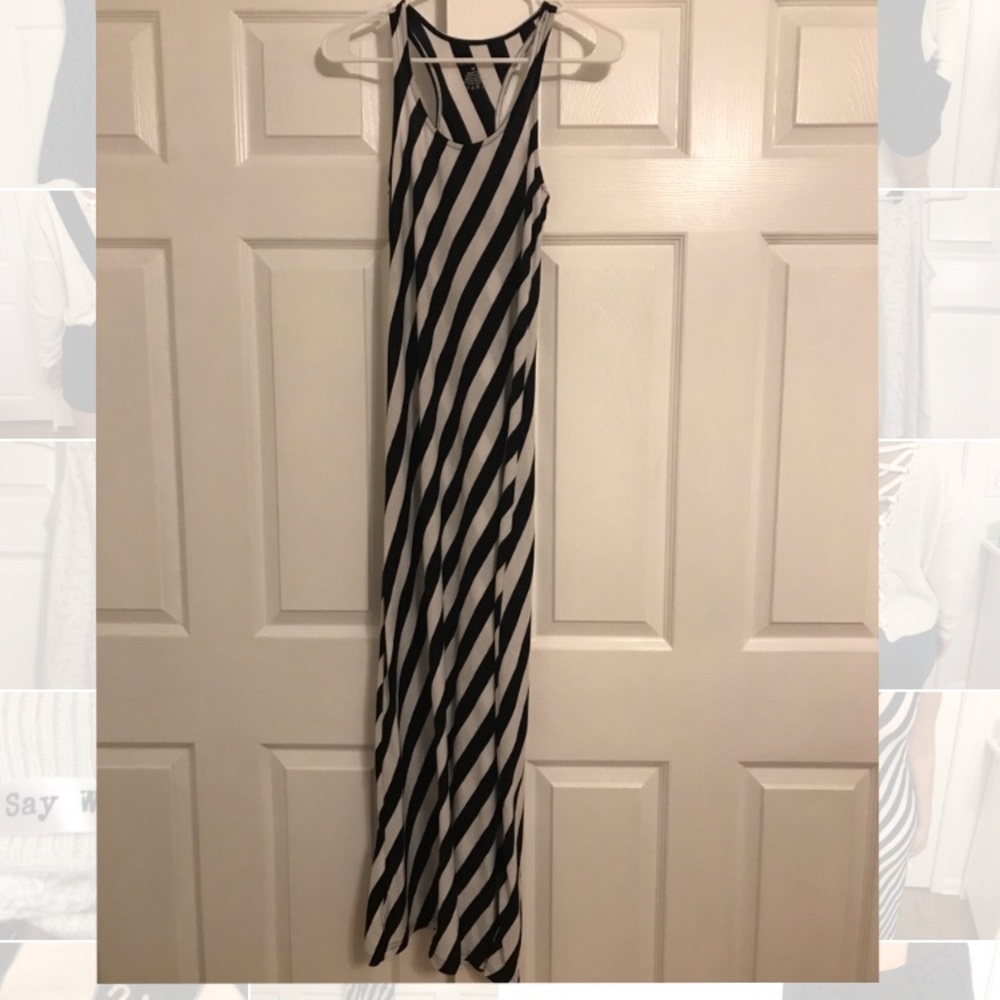 Black & White Striped Maxi Dress